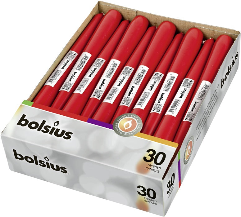 Candle, tapered, Bolsius, 24.5 cm, red