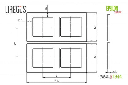 Dvivietis rėmelis LIREGUS EPSILON, baltos spalvos