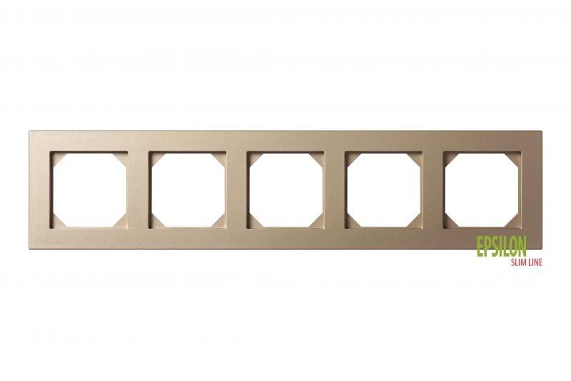 Five-gang frame LIREGUS EPSILON, champagne color