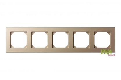 Five-gang frame LIREGUS EPSILON, champagne color