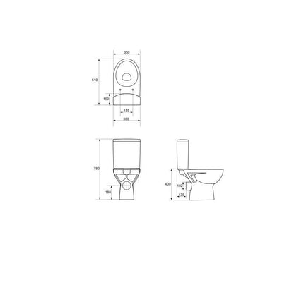 Toilet with seat CERSANIT PARVA 011 K27-027, 360×595 mm