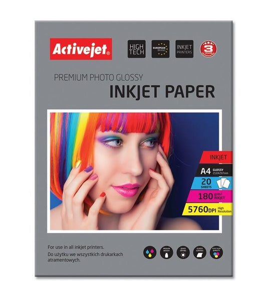 Photo Paper Active Jet AP4-180G20, glossy, A4