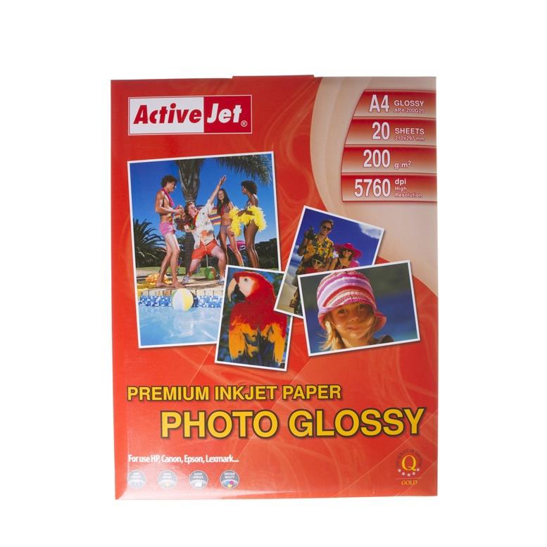 Papier fotograficzny Active Jet AP4-200G20, błyszczący, A4
