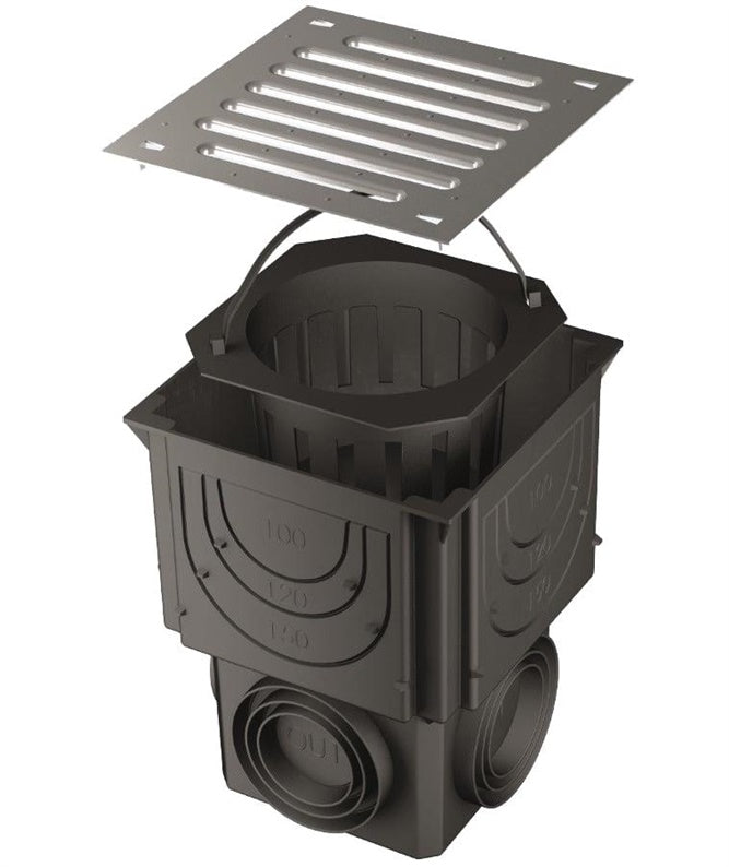 Channel drain with galvanized steel grate, Aco 316818