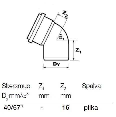 PVC elbow, Wavin Ø 40 mm, 67°