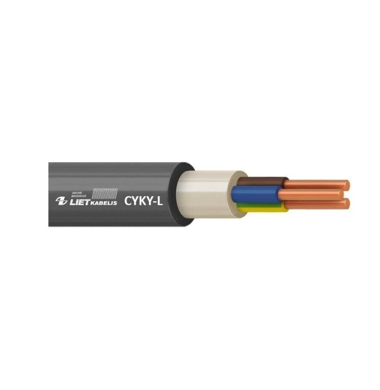 Kabel Lietkabelis CYKY-L, 5 x 4 mm², czarny