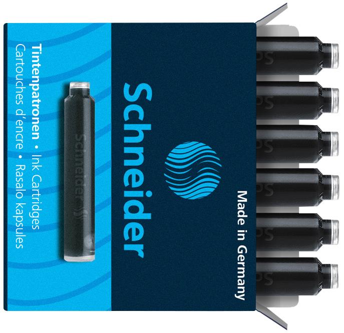 Rašalo kapsulės Schneider, juodos, 6 vnt