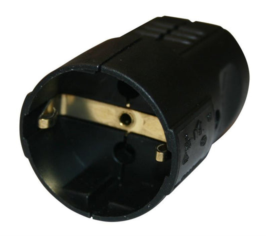 Extension socket N&L, 3P, 16A, 250V, black