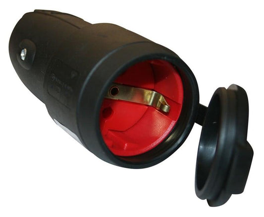 Extension socket N&L, 3P, 16A, 250V, IP44, black