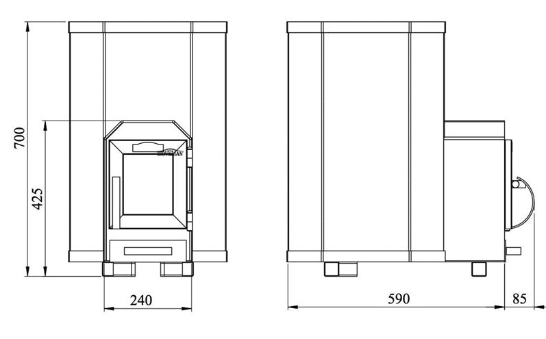Piec do sauny opalany drewnem STOVEMAN 13LS, 15,4 kW