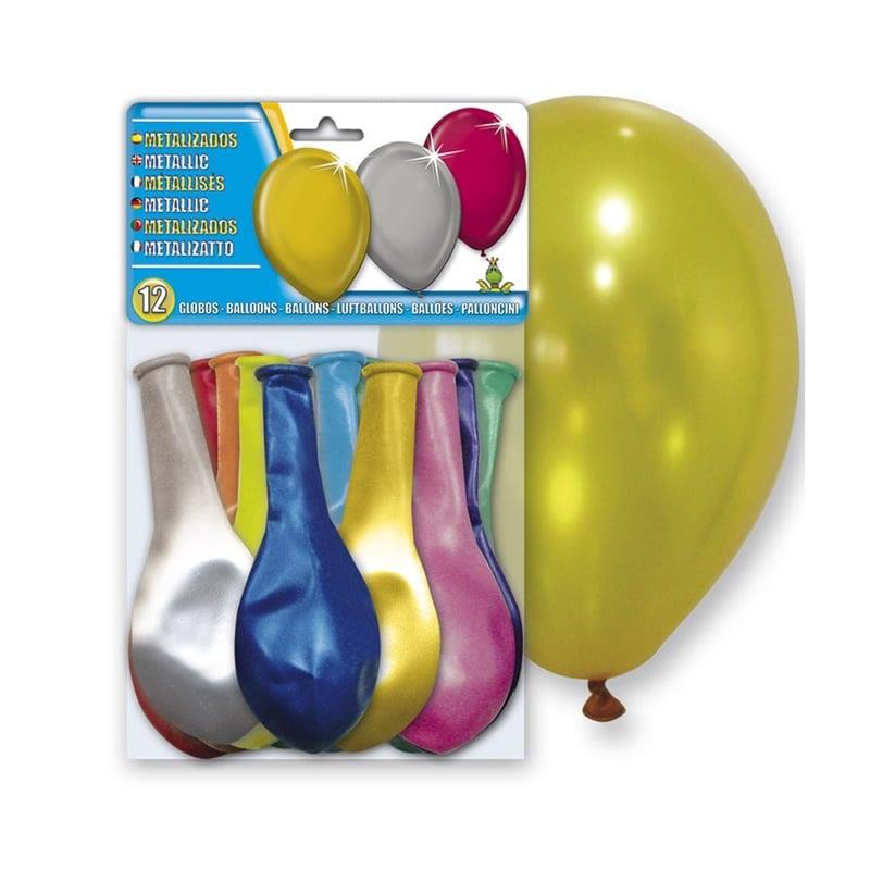 Shiny balloons, assorted colors, 12 pcs.