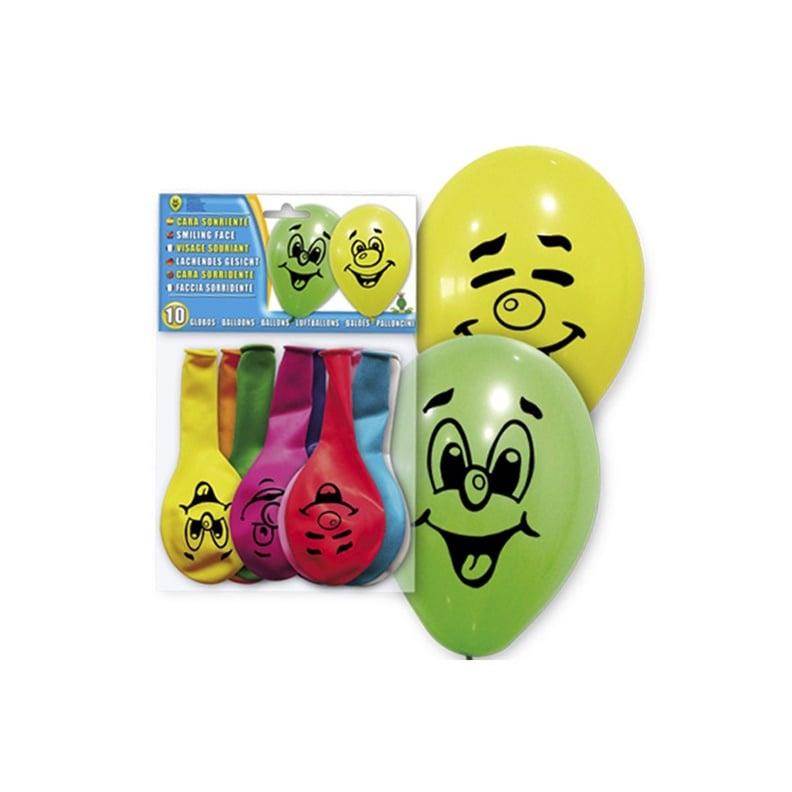 Balony z emotikonami, różne kolory, 10 szt.
