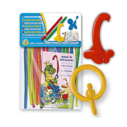 Long balloons, assorted colors, 15 pcs.