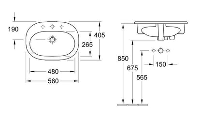Umywalka VILLEROY & BOCH O. NOVO 41615601, 560×405 mm