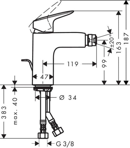 Bidė maišytuvas Hansgrohe Logis 71200000