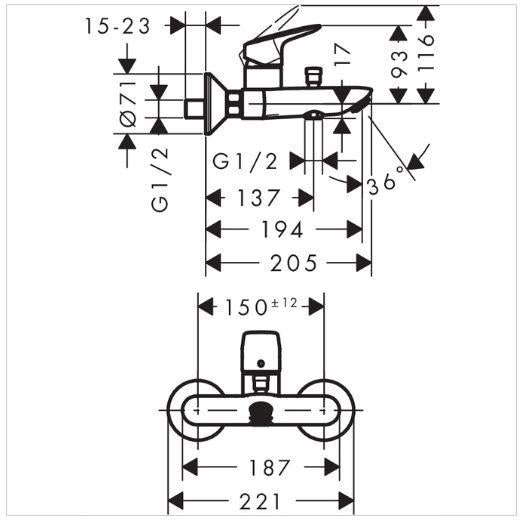 Vonios maišytuvas Hansgrohe Logis 71400000