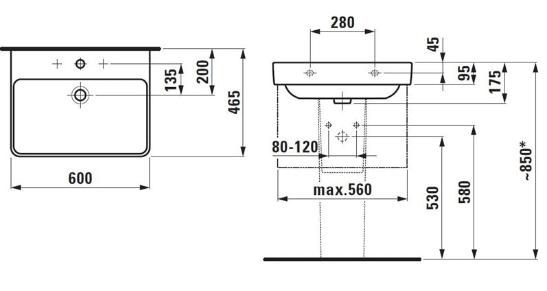 Praustuvė LAUFEN PRO S, 600×465 mm
