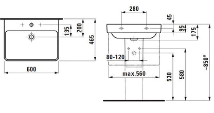 Praustuvė LAUFEN PRO S, 600×465 mm