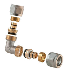 Double demountable elbow 1465, TDM Brass, 16 mm x 16 mm