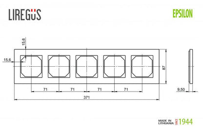 Five-gang frame LIREGUS EPSILON, champagne-colored glass