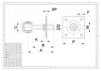 Lankstas vartams 425/P M16