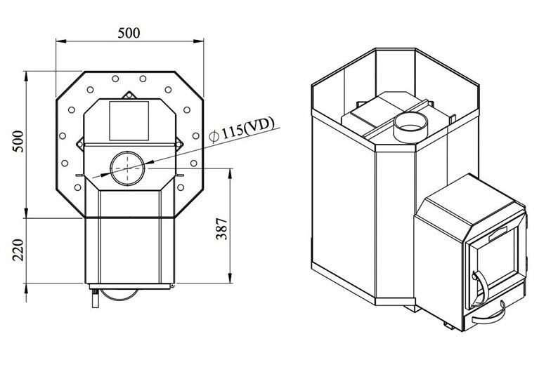 Piec do sauny STOVEMAN 16-LS, 17 kW