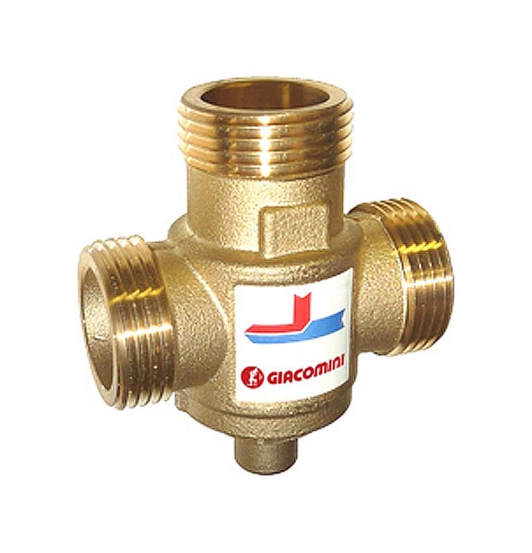 Thermostatic valve, D25, three-way, 60C, KVS3.2