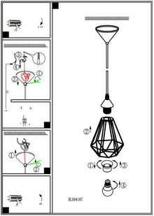 Lampa wisząca EGLO TARBES 94187, 60 W, E27