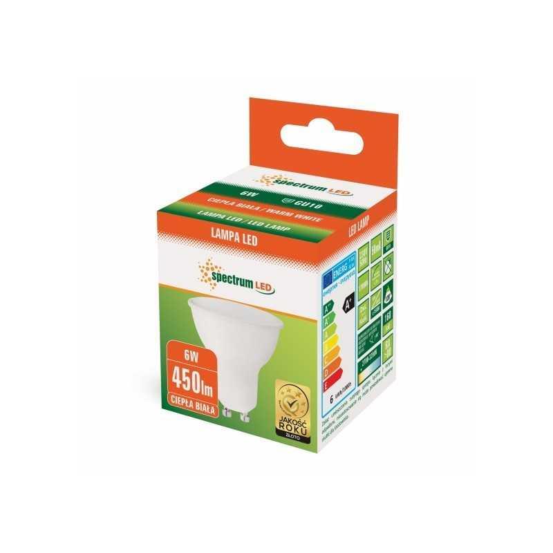 LED lemputė SPECTRUM GU10 MR16 6W 500LM 3000K 120