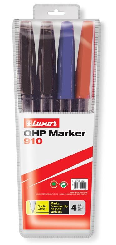 Permanent marker set Luxor, 4 pcs