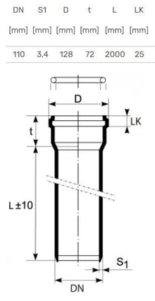Indoor sewerage pipe Ultra dB, Ø 110 mm, 2 m