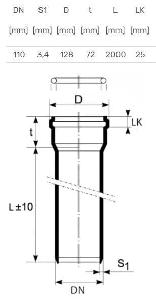 Indoor sewerage pipe Ultra dB, Ø 110 mm, 2 m