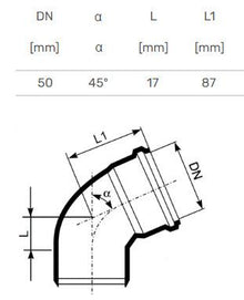 Kolano kanalizacyjne Ultra dB, Ø 50 mm, 45°