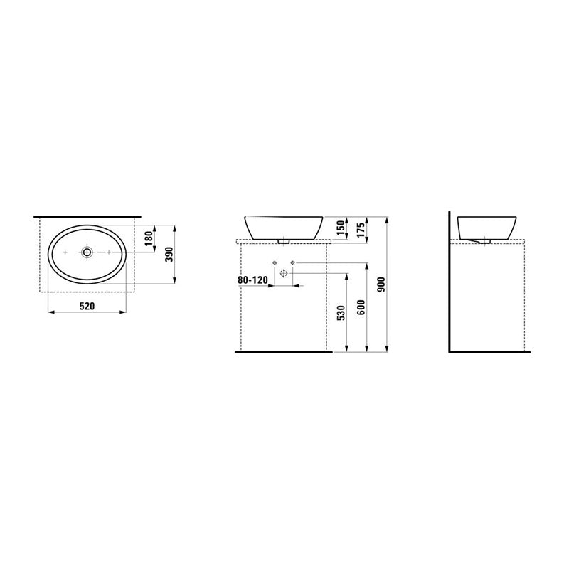 Umywalka LAUFEN PRO 8.1296.4.000.109.1, 520×390 mm