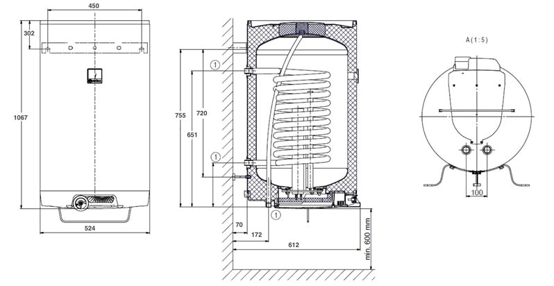 DRAŽICE OKC 125 Combined Water Heater, 117 L