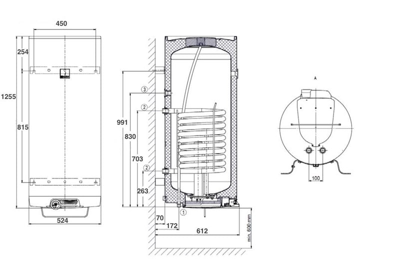 Combined water heater DRAŽICE OKC 160/1m², 147 l