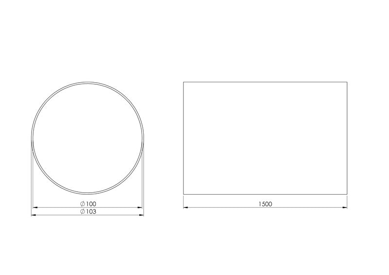 Ventiliacinis kanalas EUROPLAST D100, 1.5m