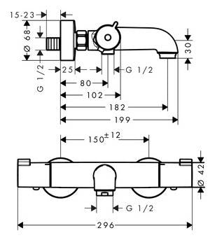 Termostatinis vonios maišytuvas Hansgrohe Ecostat 1001 CL