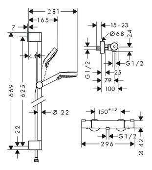 THERMOSTATIC SHOWER MIXER WITH SHOWER SET 27812400