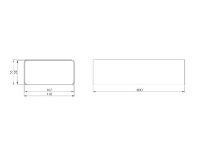 Ventiliacinis kanalas EUROPLAST, 110 x 55 x 1000 mm