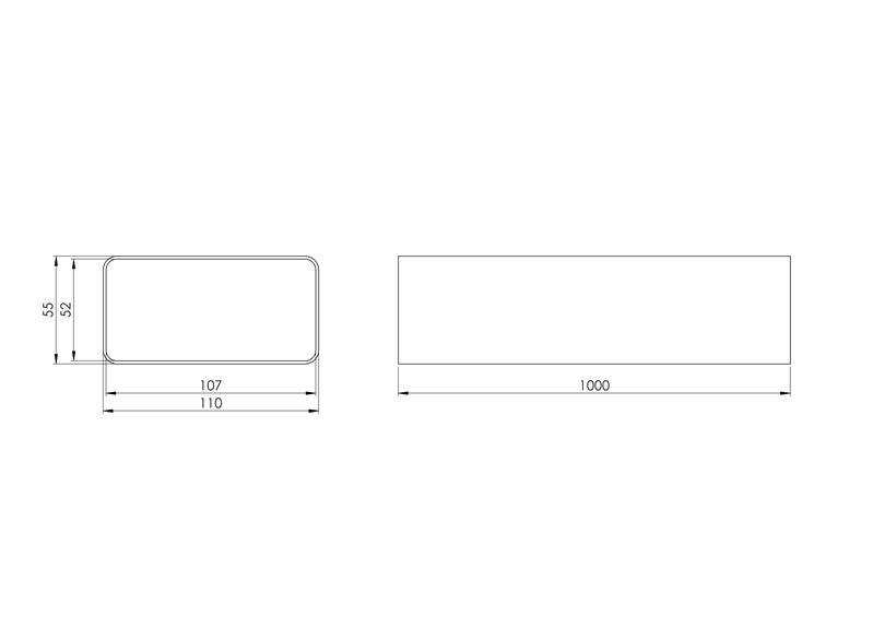 Ventiliacinis kanalas EUROPLAST, 110 x 55 x 1000 mm