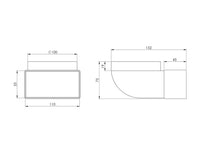 Ventiliacijos alkūnė EUROPLAST KLD 110 x 55mm D100 90°