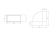 Ventiliacijos alkūnė EUROPLAST KLH, 110 x 55 mm, 90°