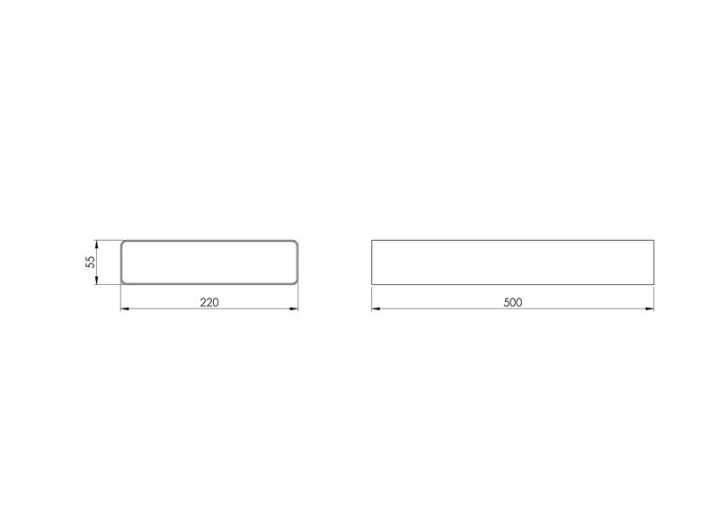 Ventilation duct EUROPLAST, 220 x 55 x 500 mm