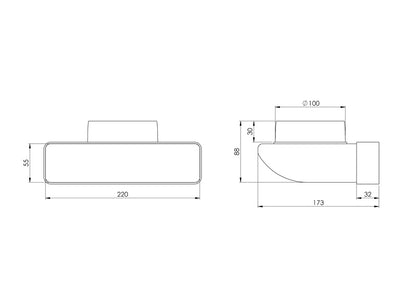 Ventiliacijos alkūnė EUROPLAST KLD25 220 x 55mm D100 90°