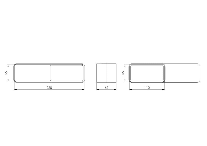 Ventilation reducer EUROPLAST, 220 x 55 mm – 110 x 55 mm