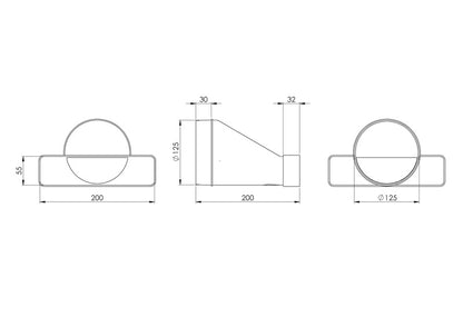 Ventiliacijos perėjimas EUROPLAST, 220 x 55 mm, D125