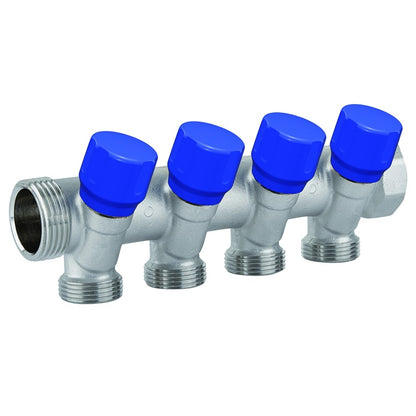 Cold water manifold, 3/4"x1/2", 4-way