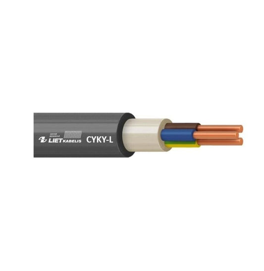 Kabel Lietkabelis CYKY, 3 x 6 mm², czarny