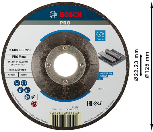 Šlifavimo diskas Bosch A30 T BF, 125x22.23 mm